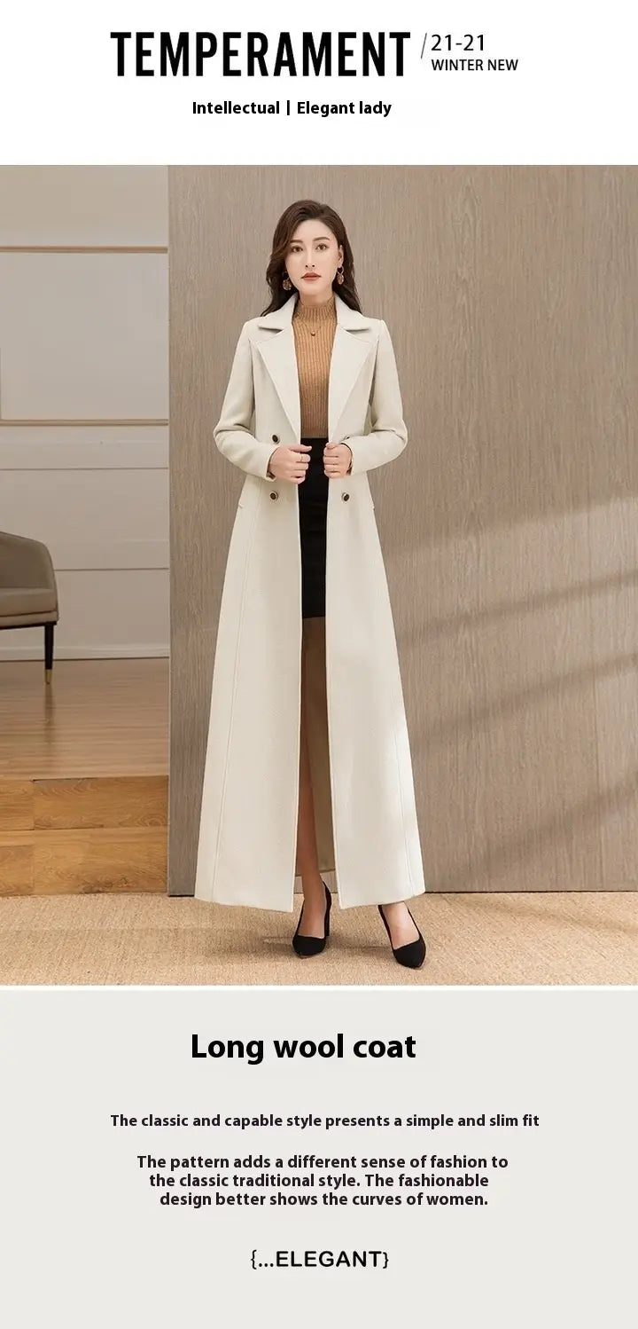 Woolen Double-breasted Elegant Cashmere Coat