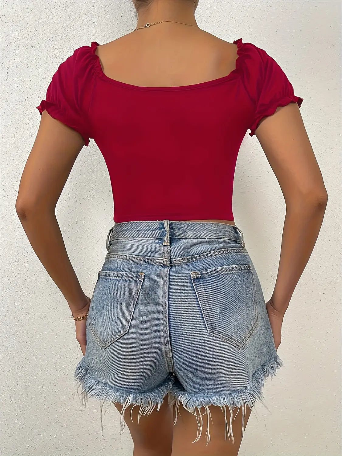 European And American Women’s SpringSummer New V-neck Short Sleeve Loose Top