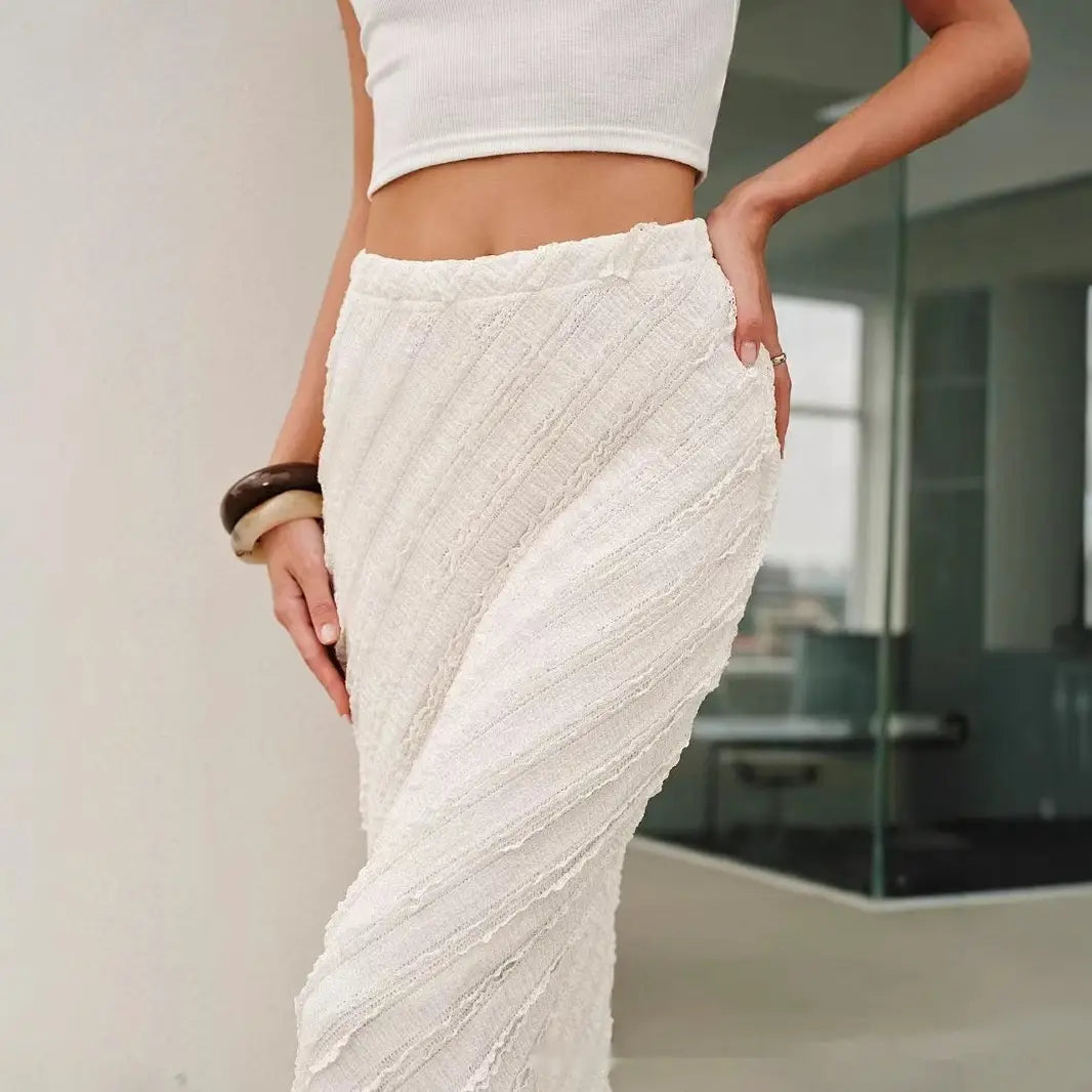 Fashionable Knitted Jacquard Split Skirt