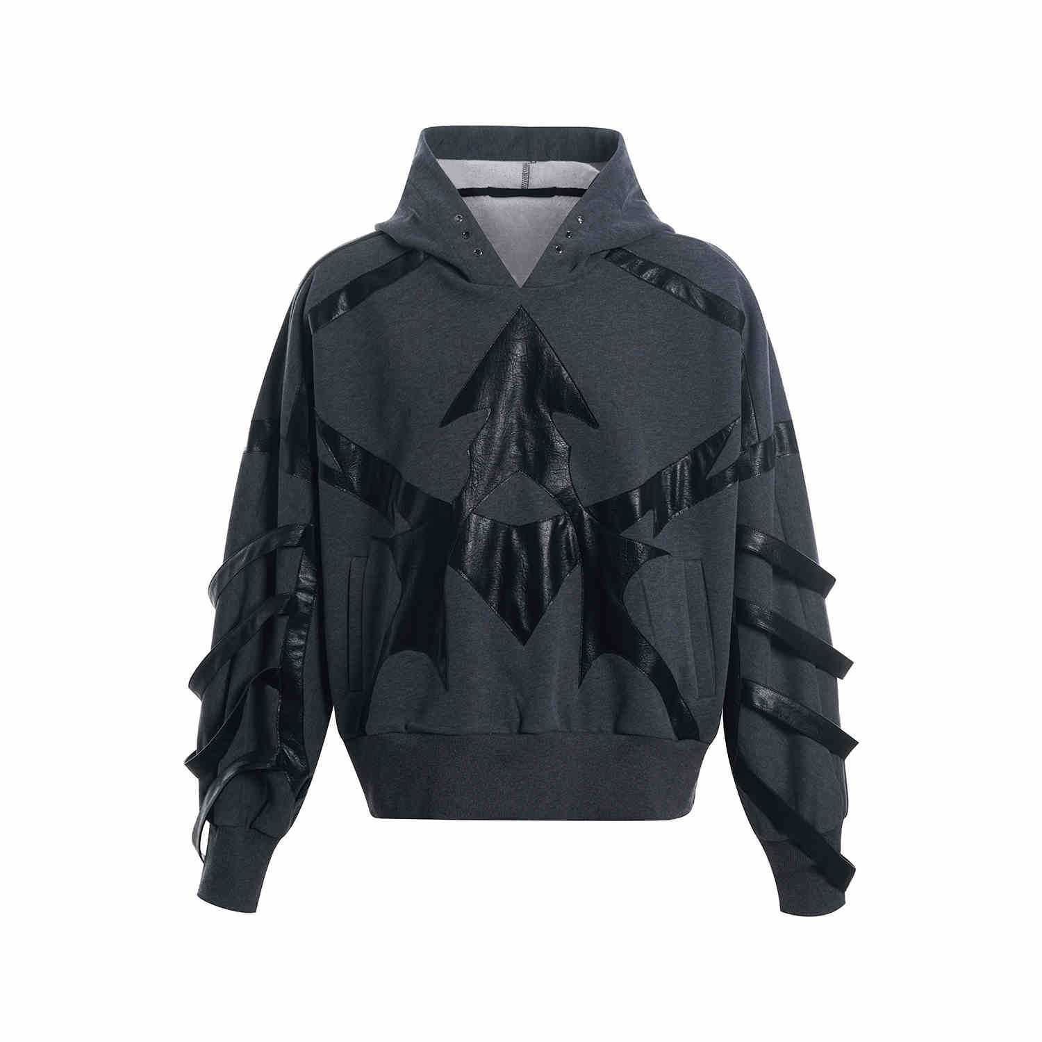 High-grade Heavy Leather Patchwork Casual Pants Men’s Waist LOGO Loose Straight Sweatpants