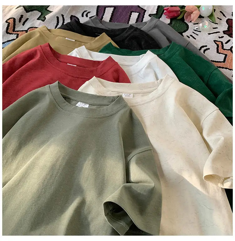 Stone Washed Ice-feeling Tencel Cotton Ice Silk Short Sleeve T-shirt