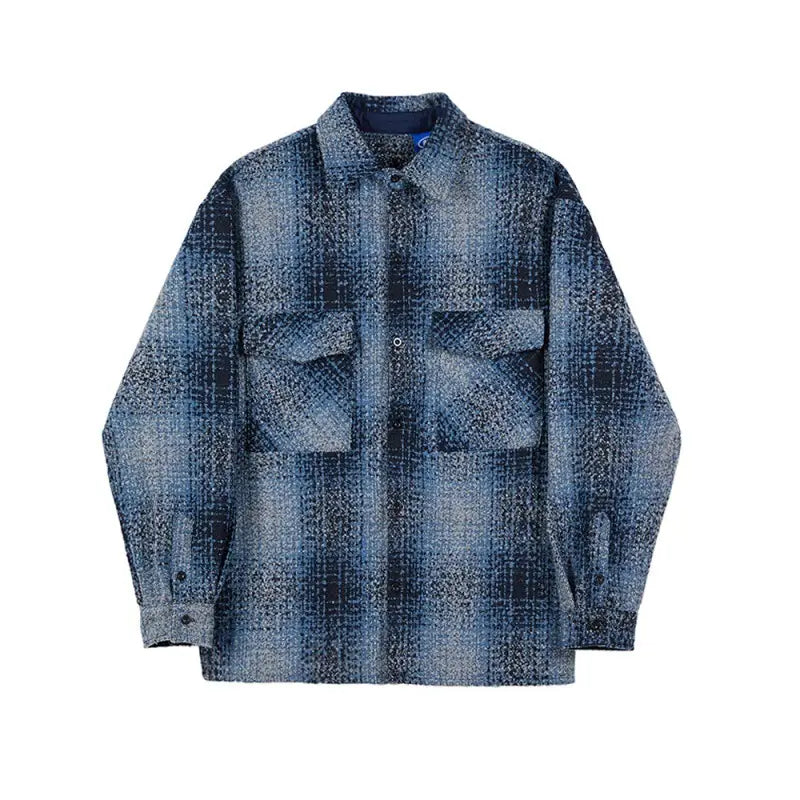 Men’s Large Plaid Shirt Casual Loose Jacket
