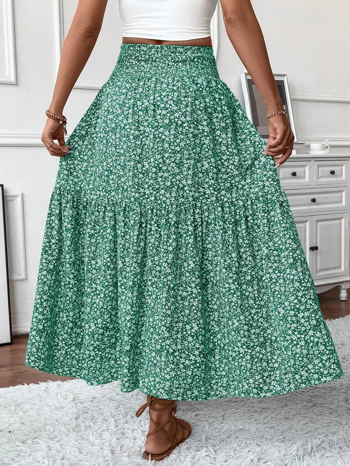 Small Floral Three-layer Long Patchwork Skirt