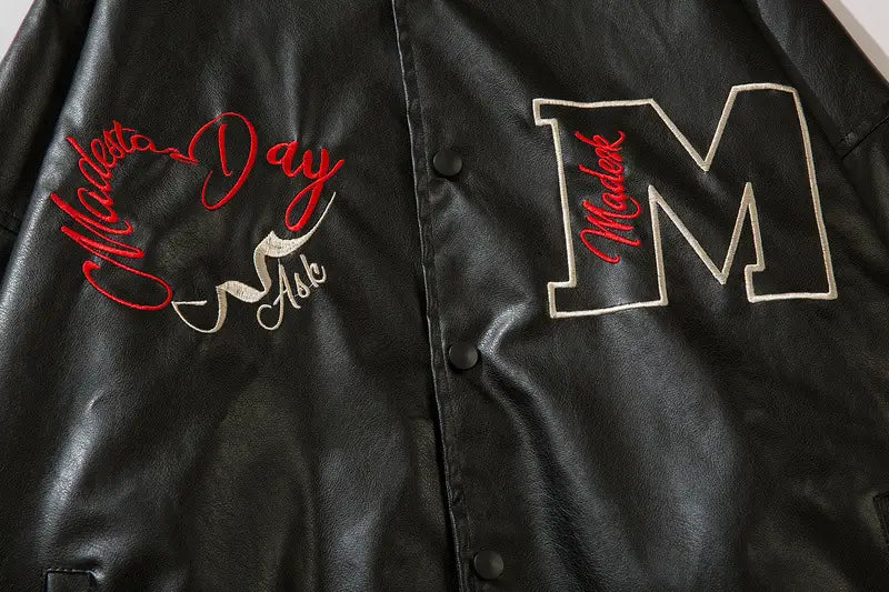 Men’s Loose Vintage Embroidered Baseball Jacket