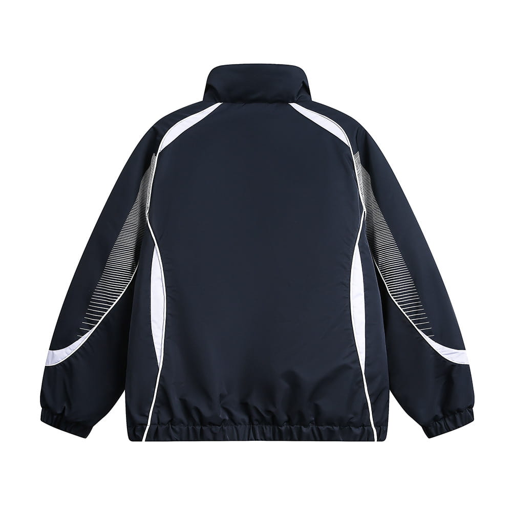 Splicing Gradient Letter Cotton Padded Loose Stand Collar Jacket