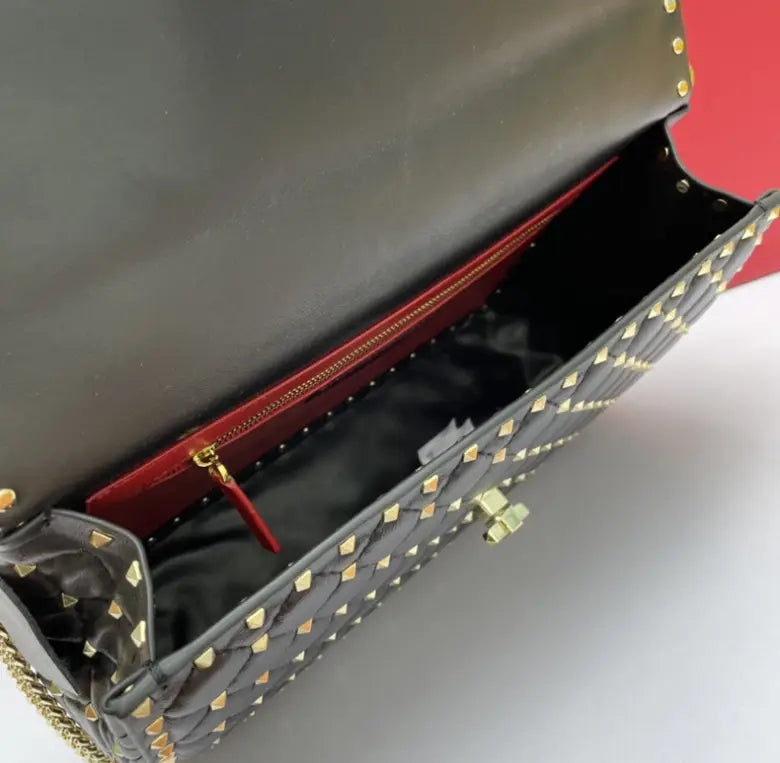 Women’s Fashion Sheepskin Diamond Studded Small Square Bag