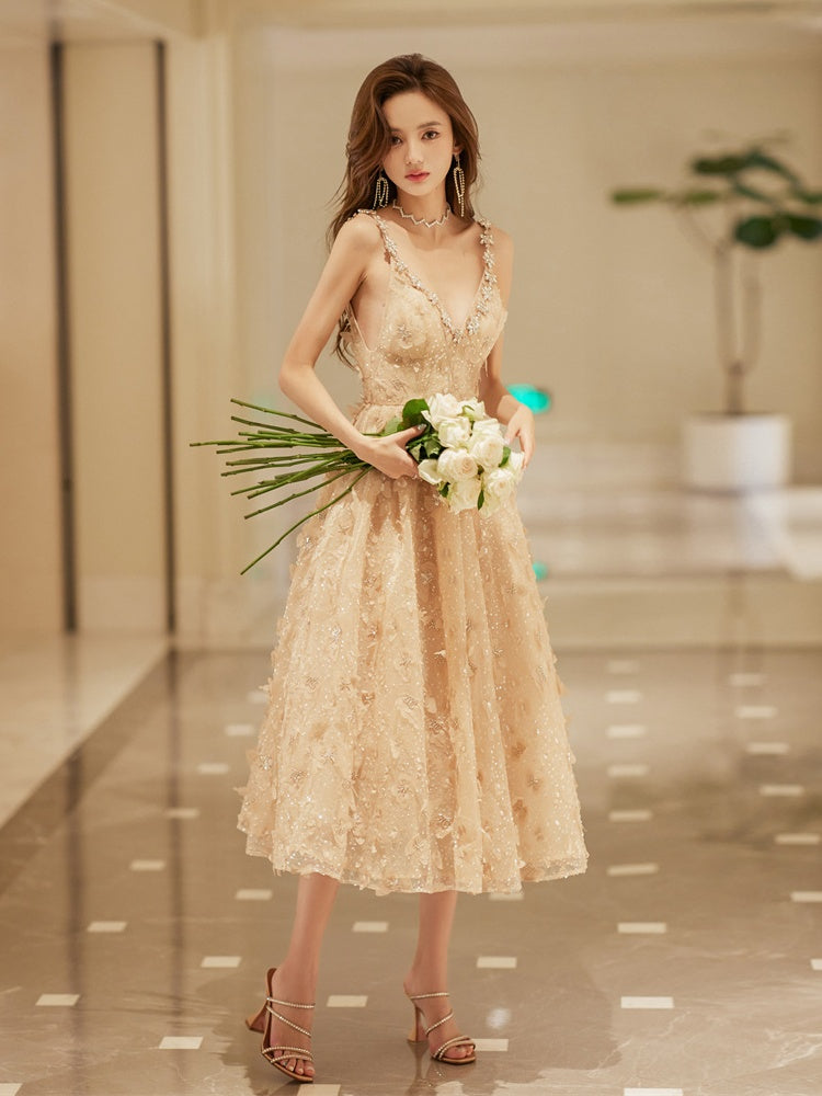 Women’s Crystal Suspender Birthday Engagement Cocktail Dress