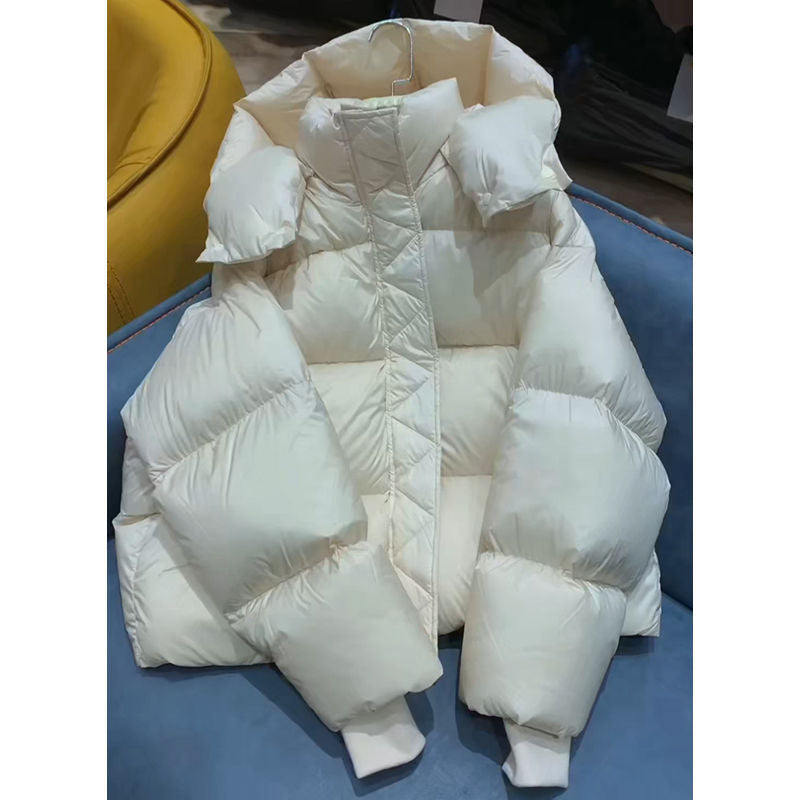 Thick Loose Down Cotton-padded Jacket - Beige / S