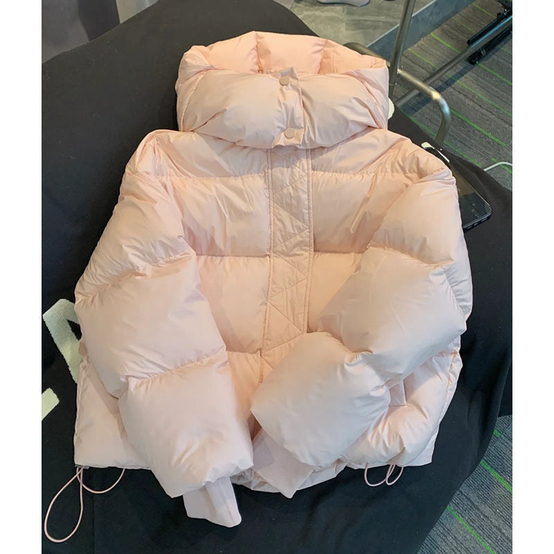 Thick Loose Down Cotton-padded Jacket - Pink / S