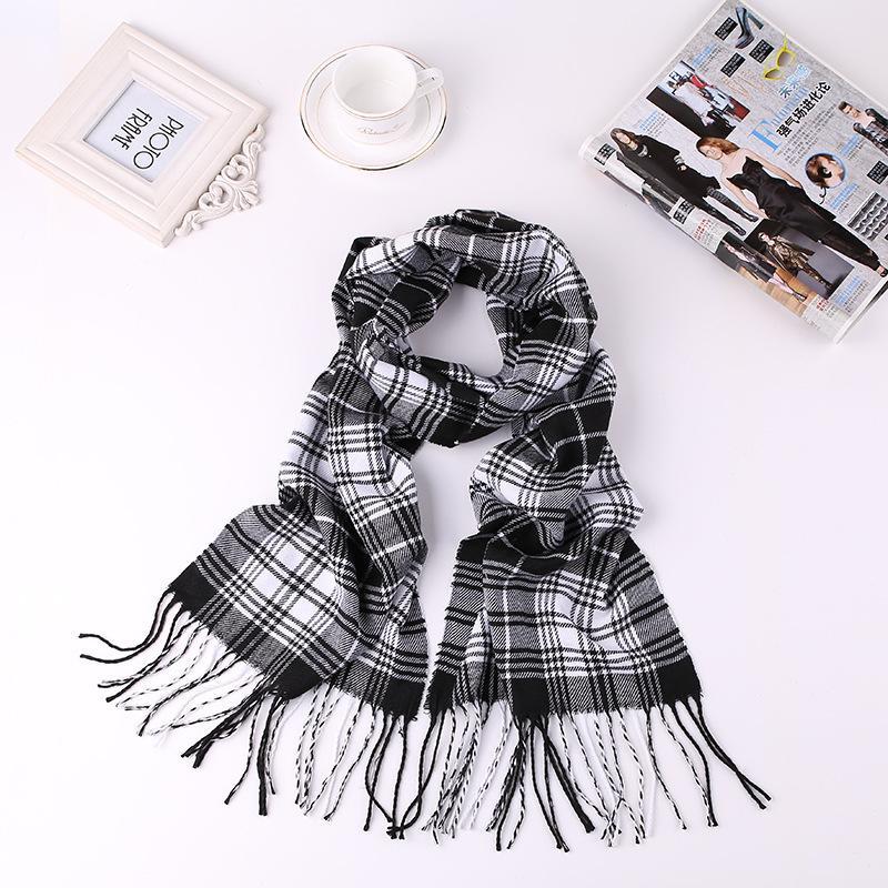 Men’s Fashion English Plaid Faux Cashmere Scarf - Striped checkerboard
