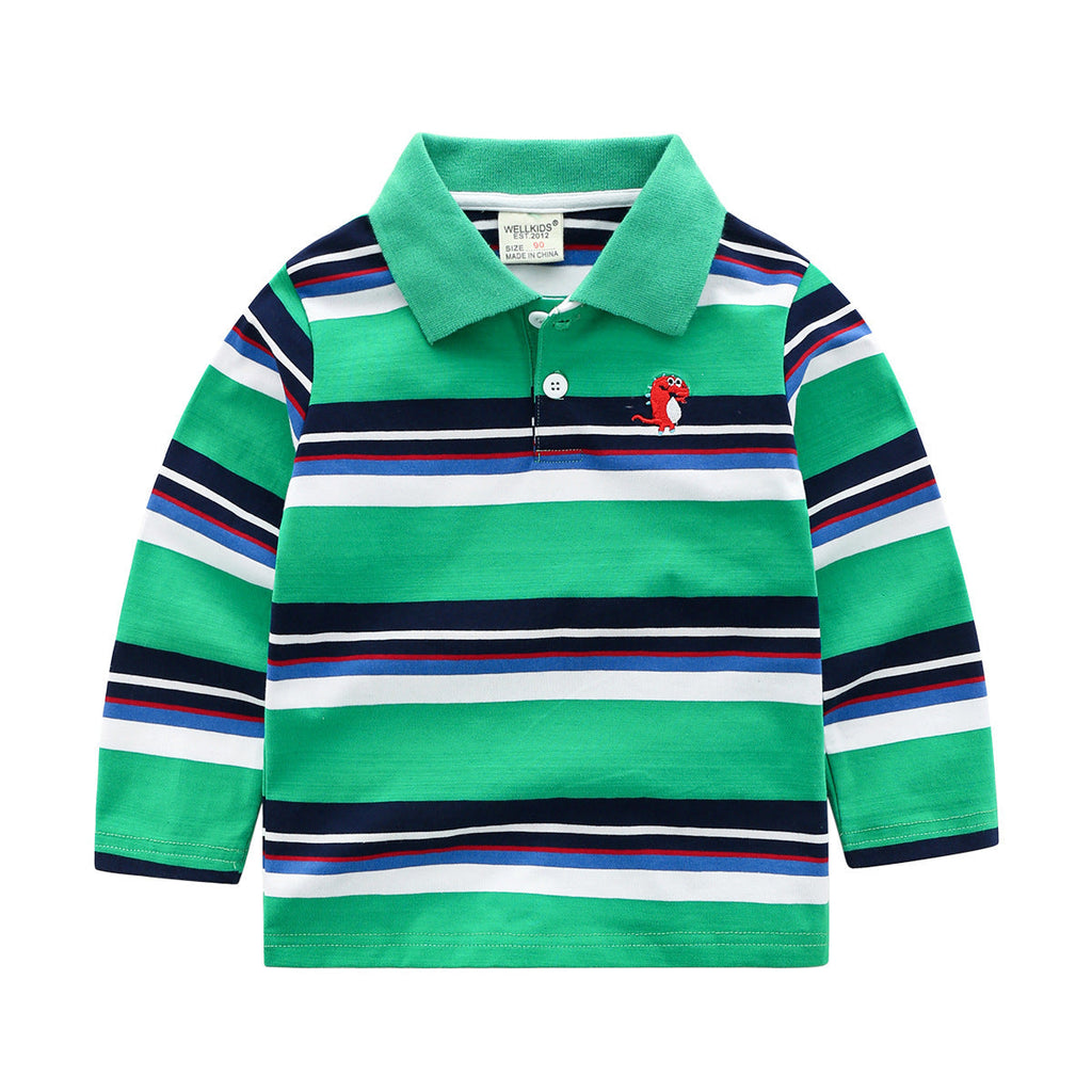 Boys striped long sleeve T-shirt - Green / 110