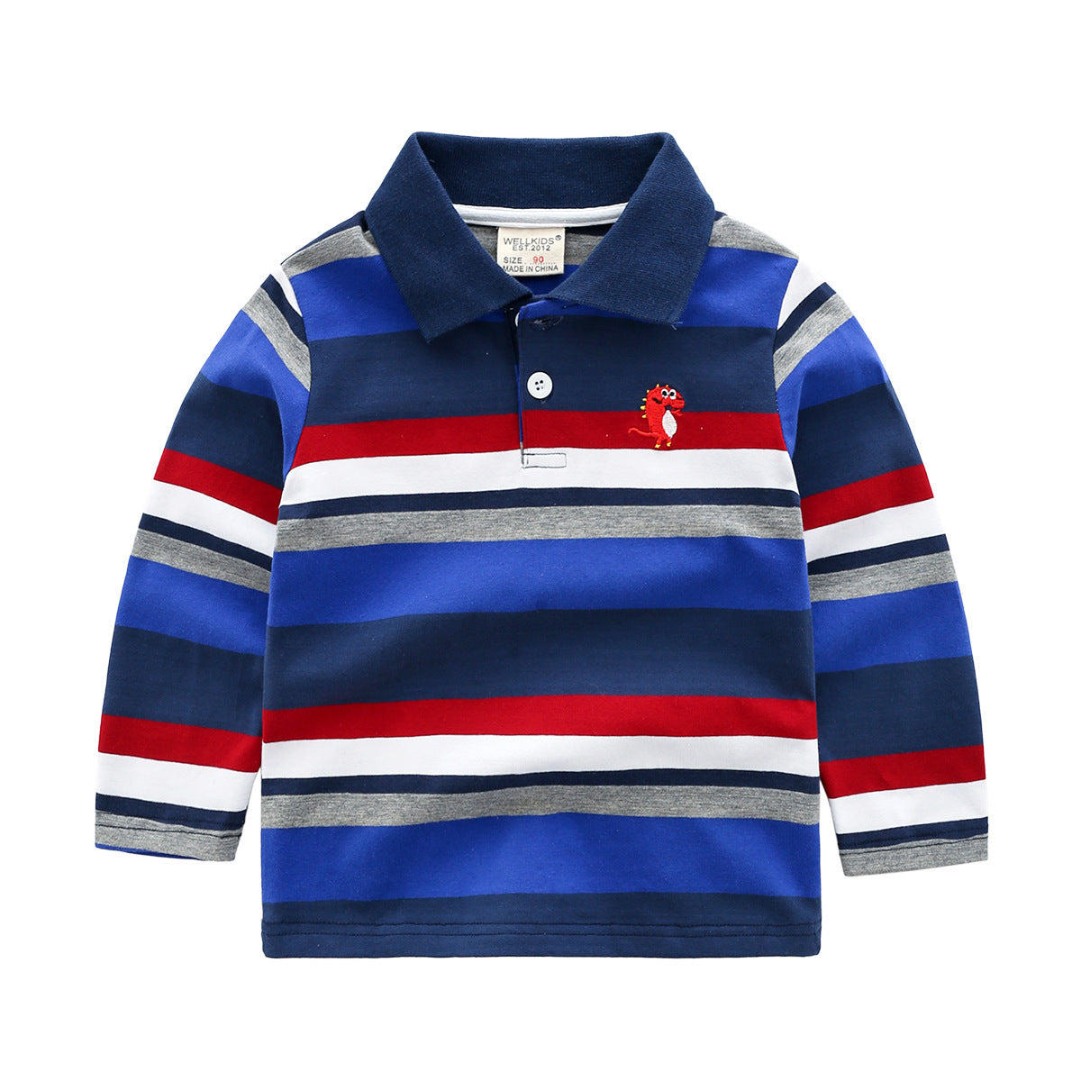Boys striped long sleeve T-shirt - Sapphire / 100