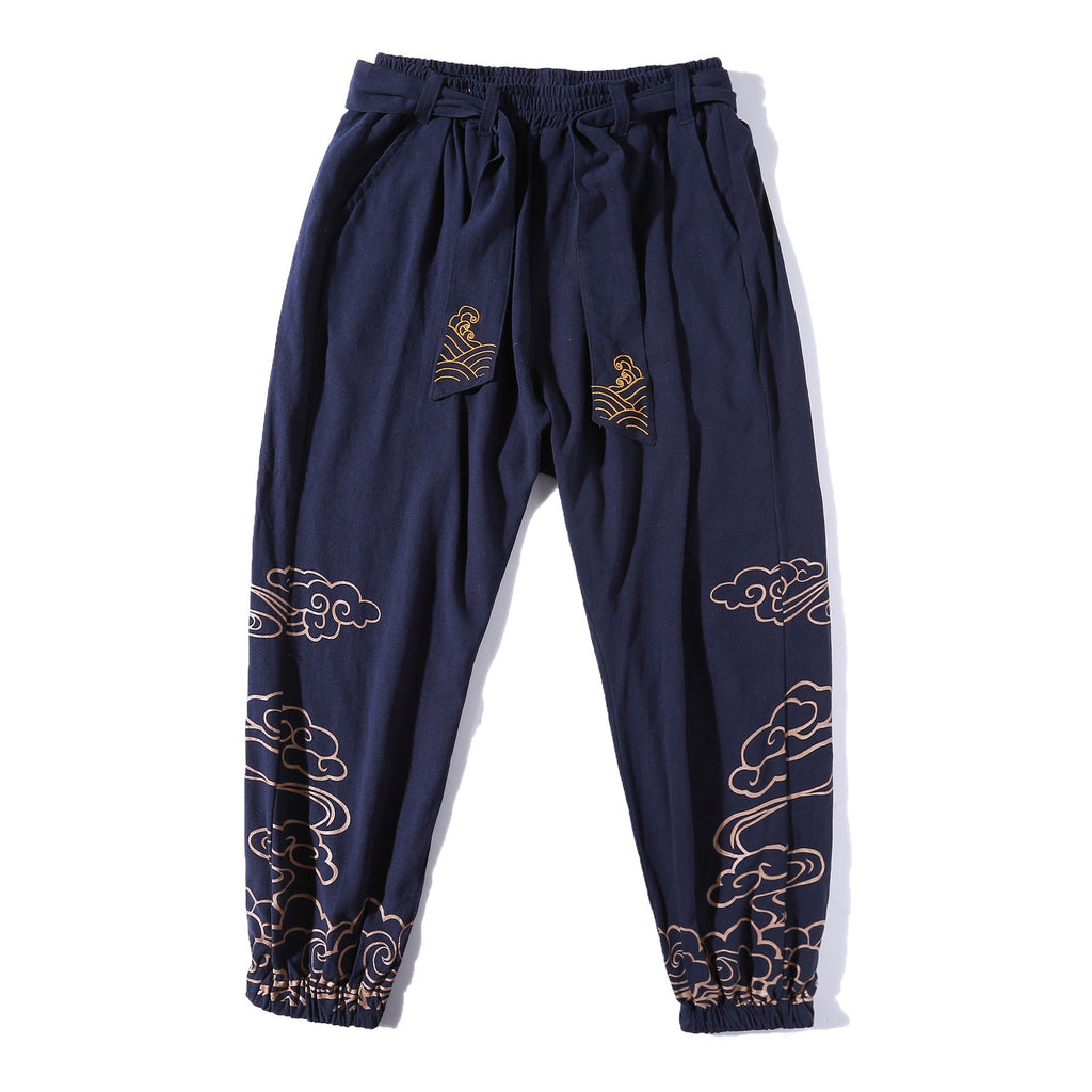 New Chinese Style Men’s Trousers Printed Loose Wide-leg Trousers Plus Size