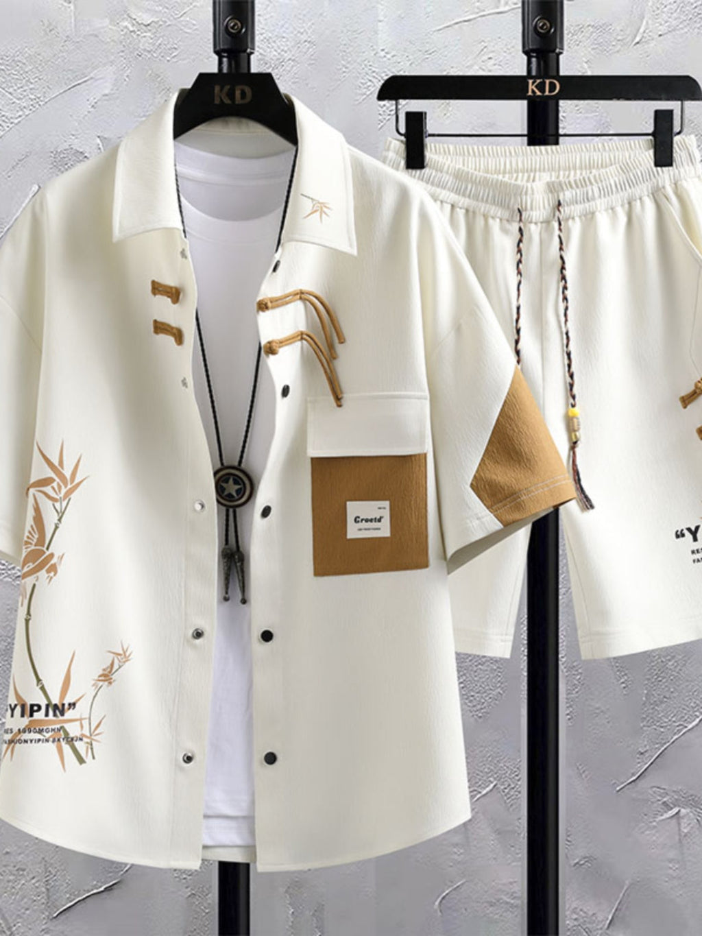 New Chinese Style National Style Suit Men’s Summer Short Sleeve Shirt Shorts Wear A Set Of Casual Sports Clothes