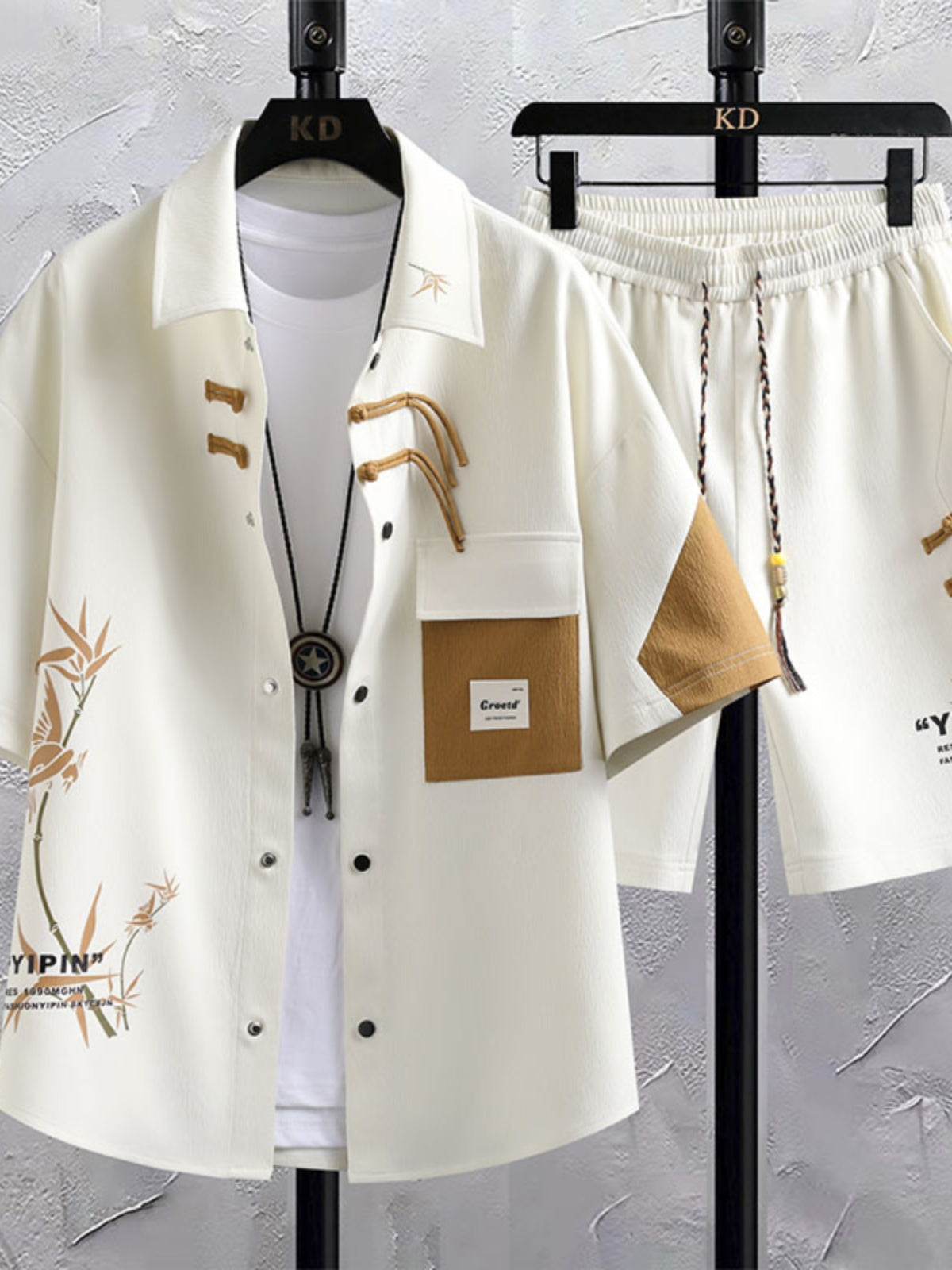 New Chinese Style National Style Suit Men’s Summer Short Sleeve Shirt Shorts Wear A Set Of Casual Sports Clothes