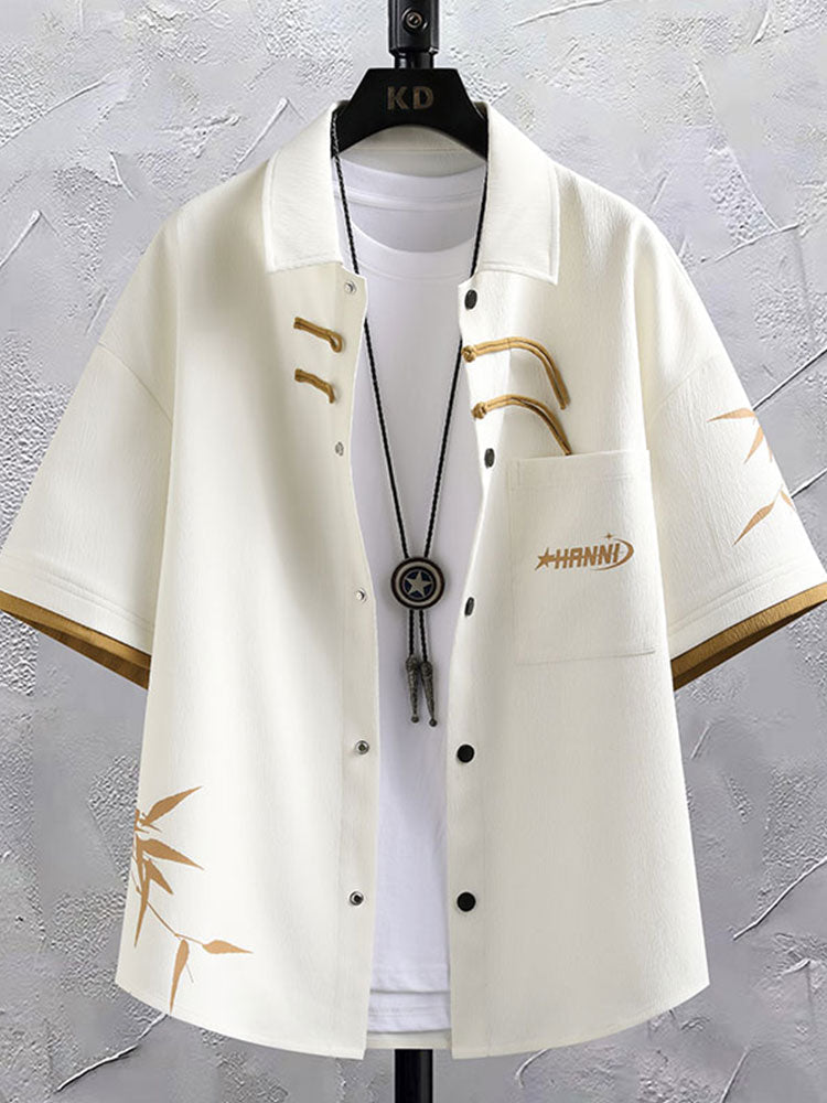 New Chinese Style National Style Suit Men’s Summer Short Sleeve Shirt Shorts Wear A Set Of Casual Sports Clothes