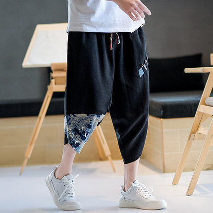 Cotton And Linen T-shirt Short-sleeved Trend Tang Suit Cardigan Han Suit Loose Large Size - Black / M