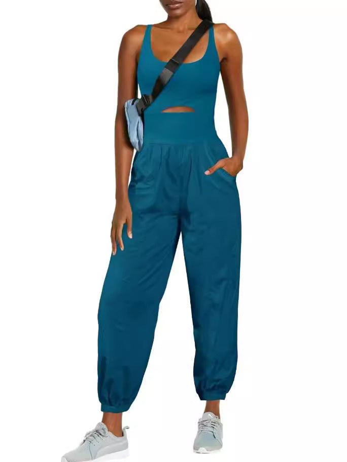 Fashion Sports Women’s Outdoor Clothing Yoga Hollow Cross Comfortable Fitness Vest Jumpsuit