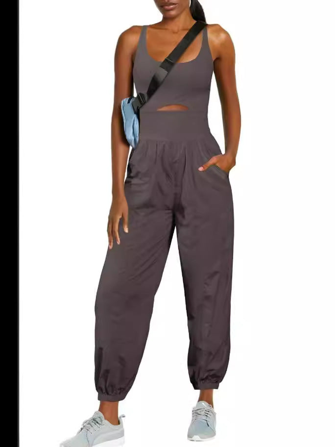 Fashion Sports Women’s Outdoor Clothing Yoga Hollow Cross Comfortable Fitness Vest Jumpsuit