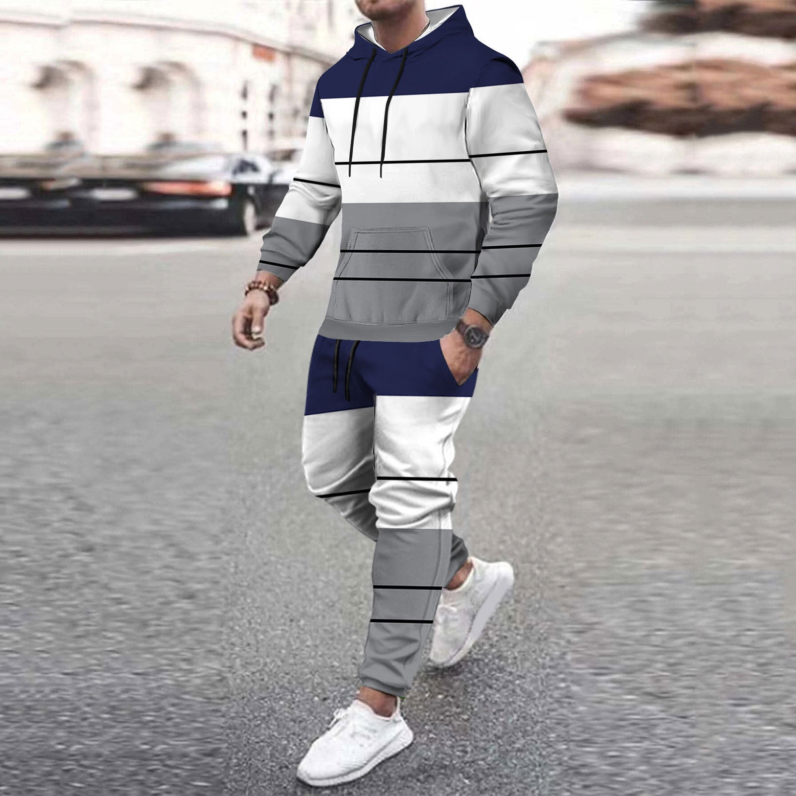 Men’s Casual Loose-fitting Hoodie Sweater - Picture Color 1 2 / M