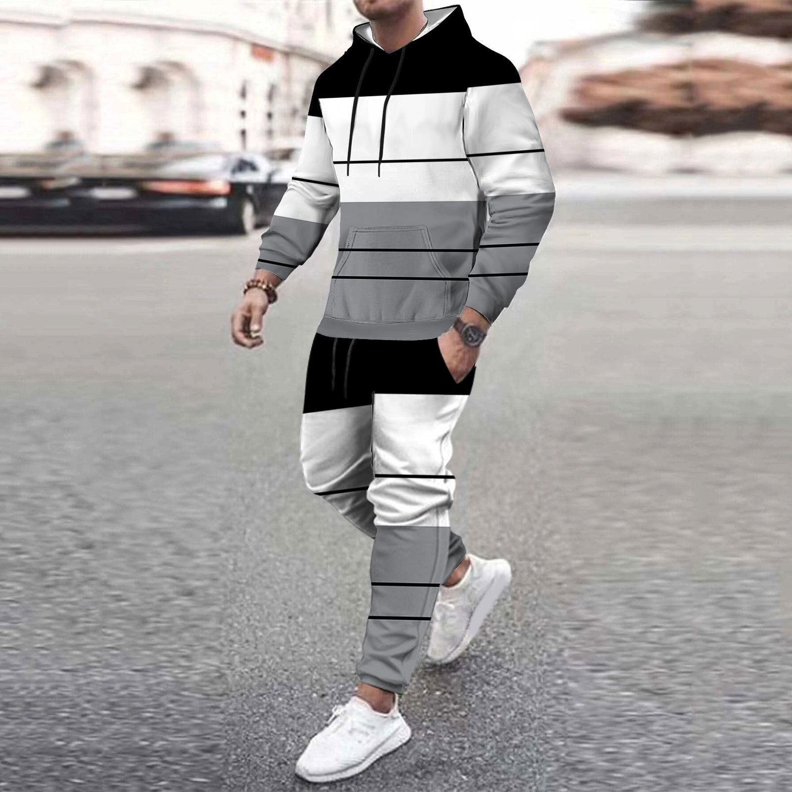 Men’s Casual Loose-fitting Hoodie Sweater - Picture Color 1 4 / M