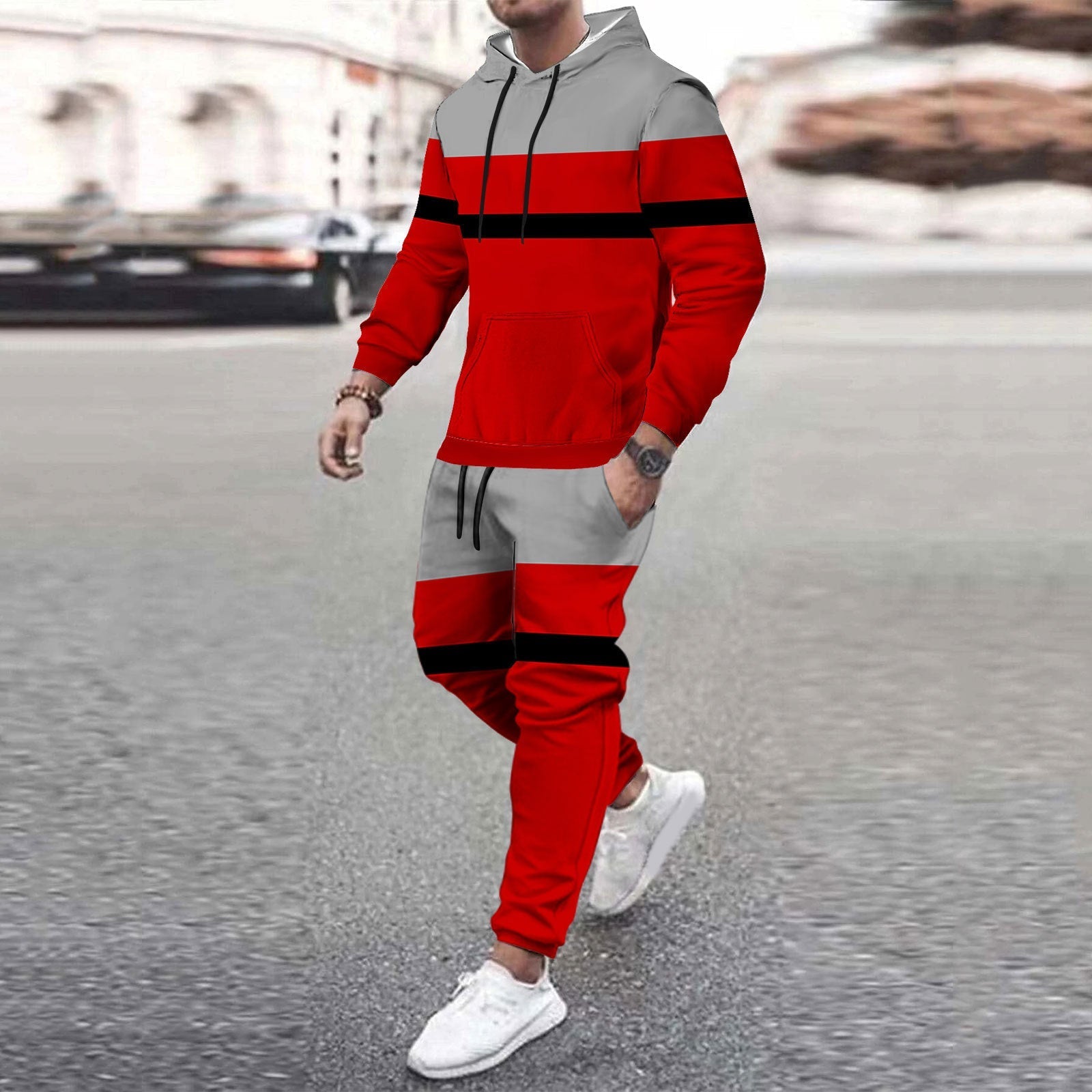 Men’s Casual Loose-fitting Hoodie Sweater - Picture Color 1 7 / M