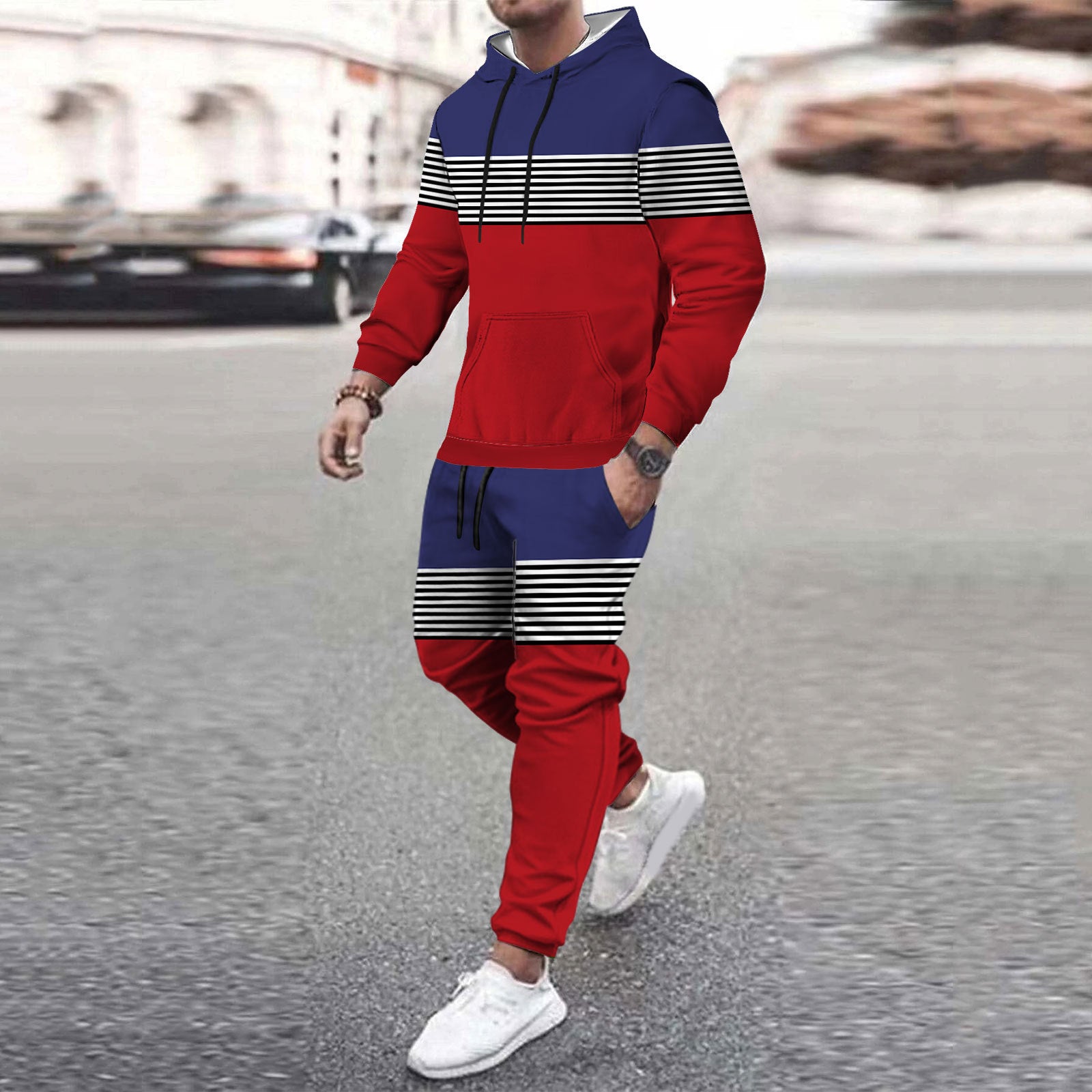 Men’s Casual Loose-fitting Hoodie Sweater - Picture Color 1 / M