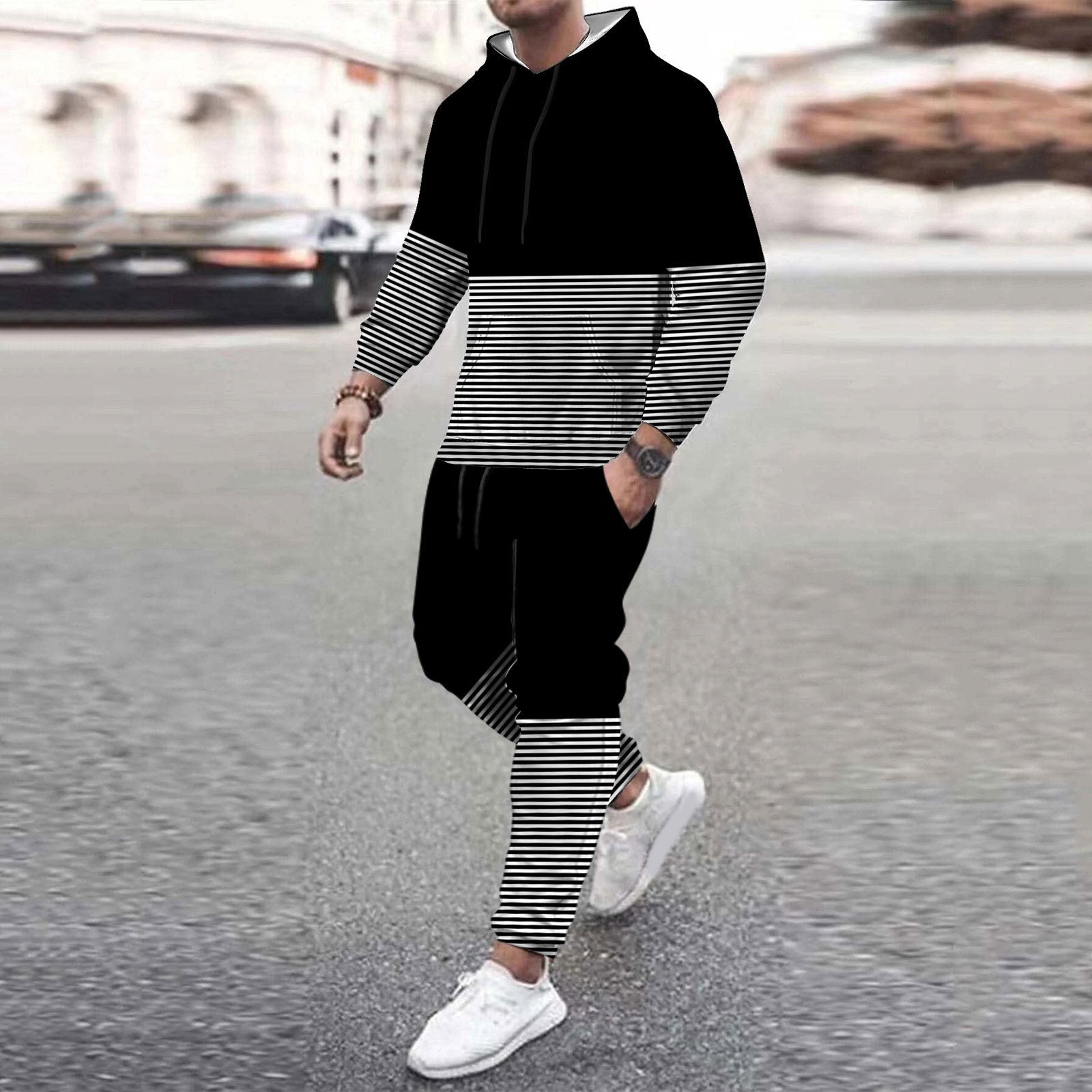 Men’s Casual Loose-fitting Hoodie Sweater - Picture Color / M