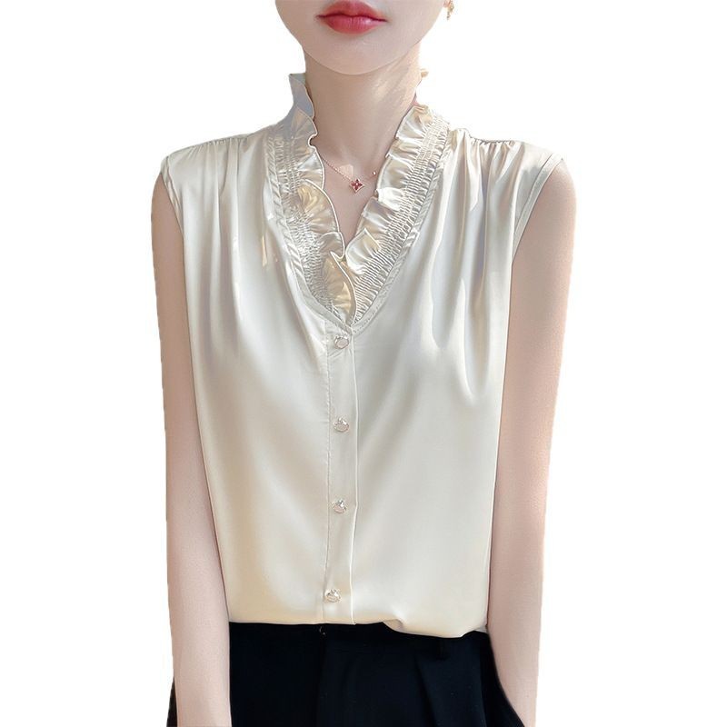 Acetate Camisole Women’s V-neck Ruffled