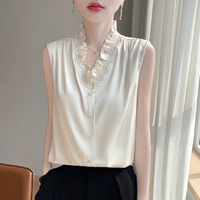Acetate Camisole Women’s V-neck Ruffled
