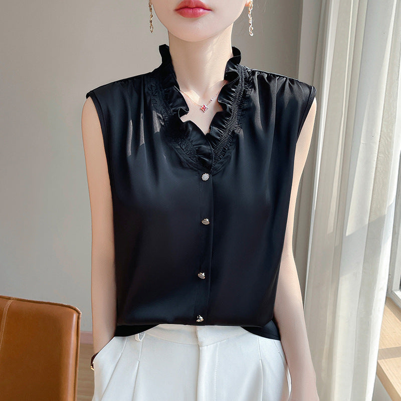 Acetate Camisole Women’s V-neck Ruffled