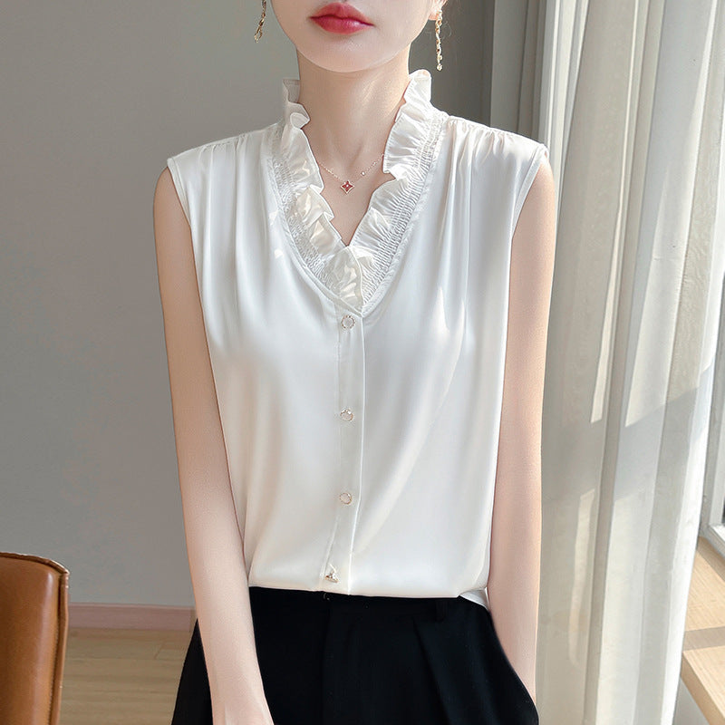 Acetate Camisole Women’s V-neck Ruffled
