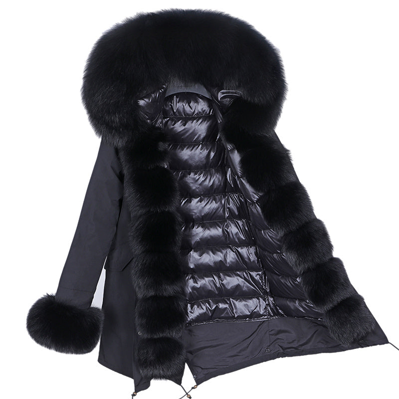 Coat Fur With Detachable Inner Liner Placket - Blackblackblack / S