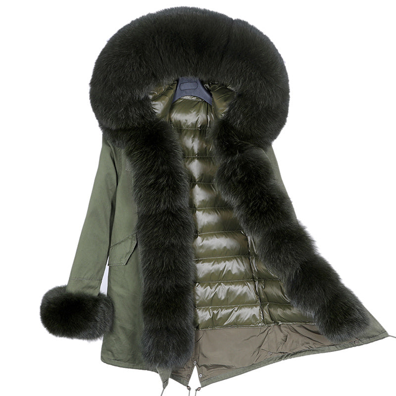 Coat Fur With Detachable Inner Liner Placket - Greengreengreen / S