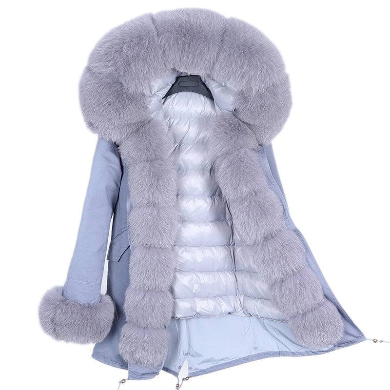 Coat Fur With Detachable Inner Liner Placket - Greygreygrey / S