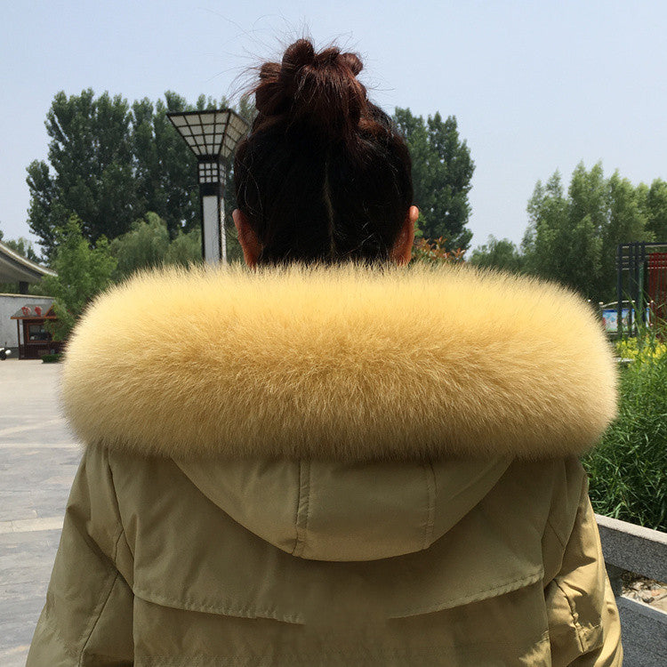 Collar Real Fur Men And Women Autumn And Winter Scarf Neck - Cream color