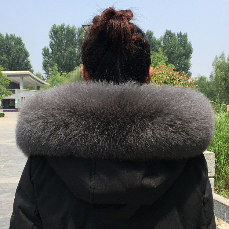 Collar Real Fur Men And Women Autumn And Winter Scarf Neck - Dark grey