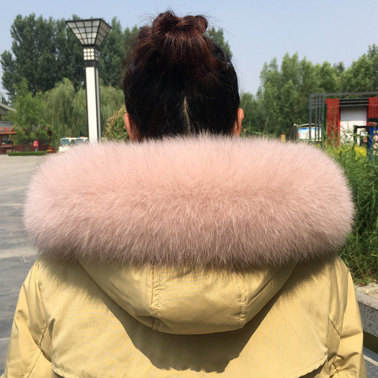 Collar Real Fur Men And Women Autumn And Winter Scarf Neck - Dirty powder