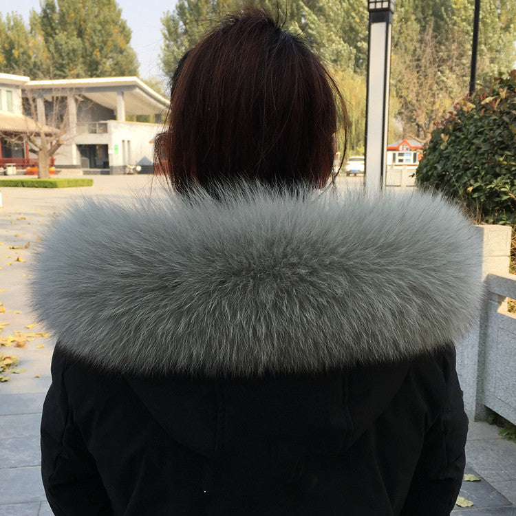 Collar Real Fur Men And Women Autumn And Winter Scarf Neck - Grey green