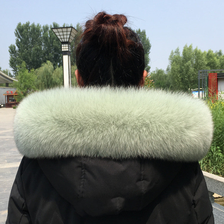Collar Real Fur Men And Women Autumn And Winter Scarf Neck - Pea green