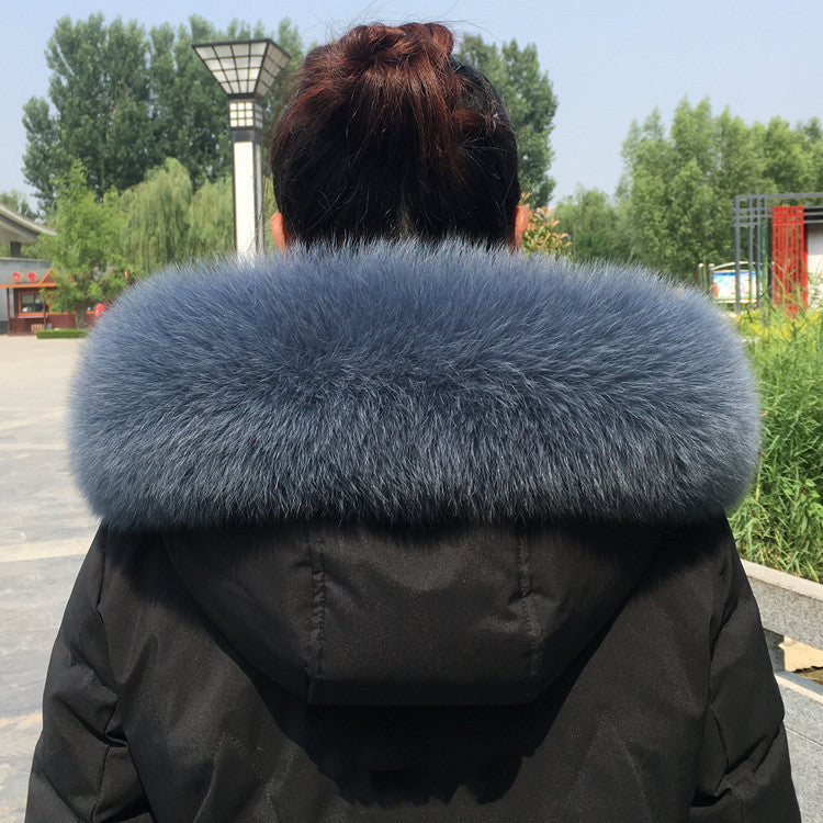 Collar Real Fur Men And Women Autumn And Winter Scarf Neck - Sea blue