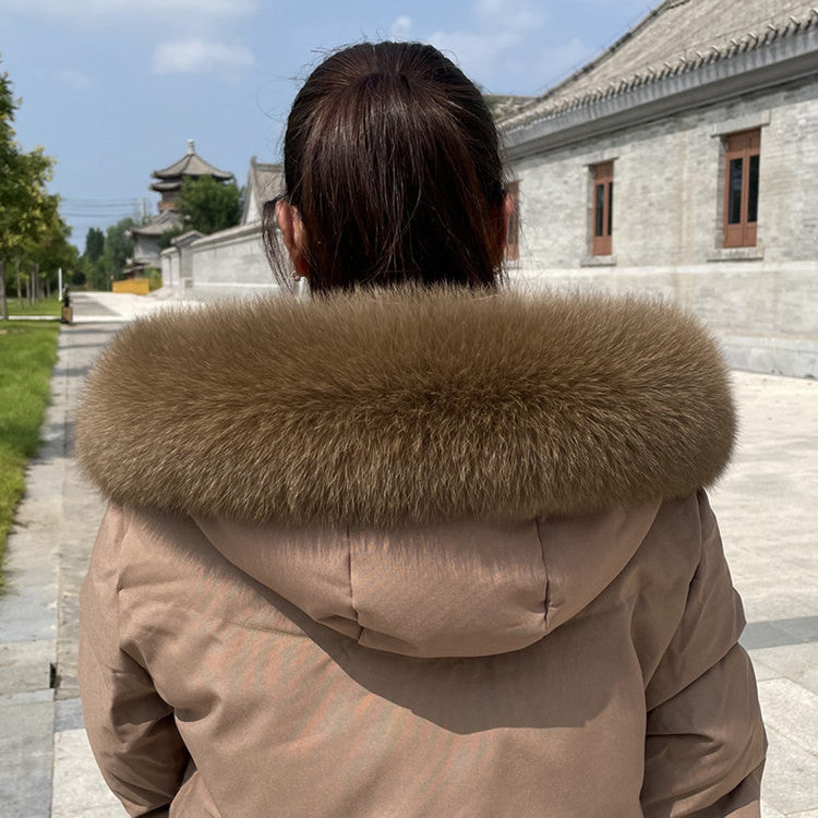 Collar Real Fur Men And Women Autumn And Winter Scarf Neck - Tea brown