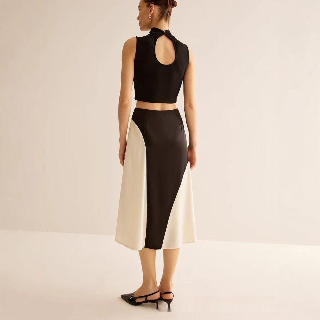 Color Contrast Patchwork Leisure Women’s Skirt