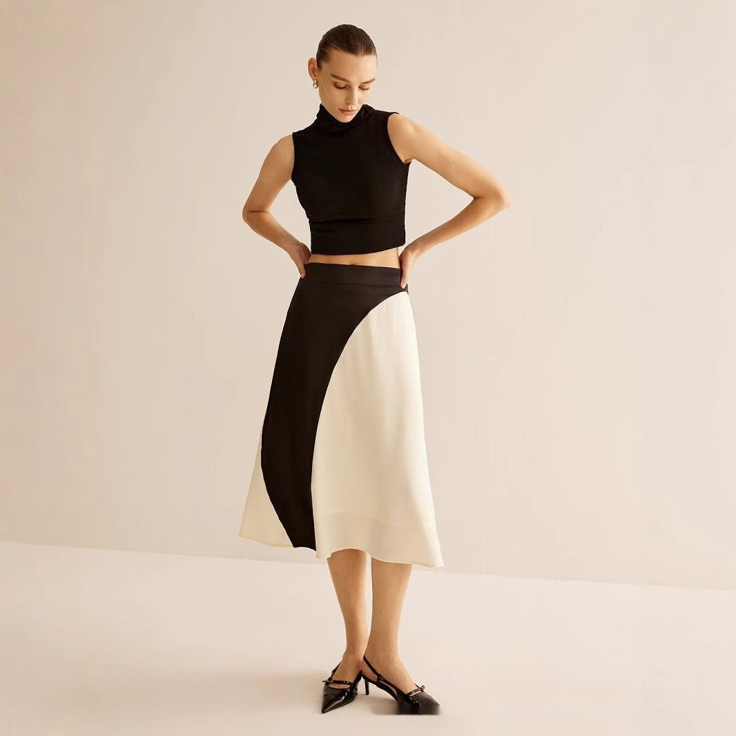 Color Contrast Patchwork Leisure Women’s Skirt