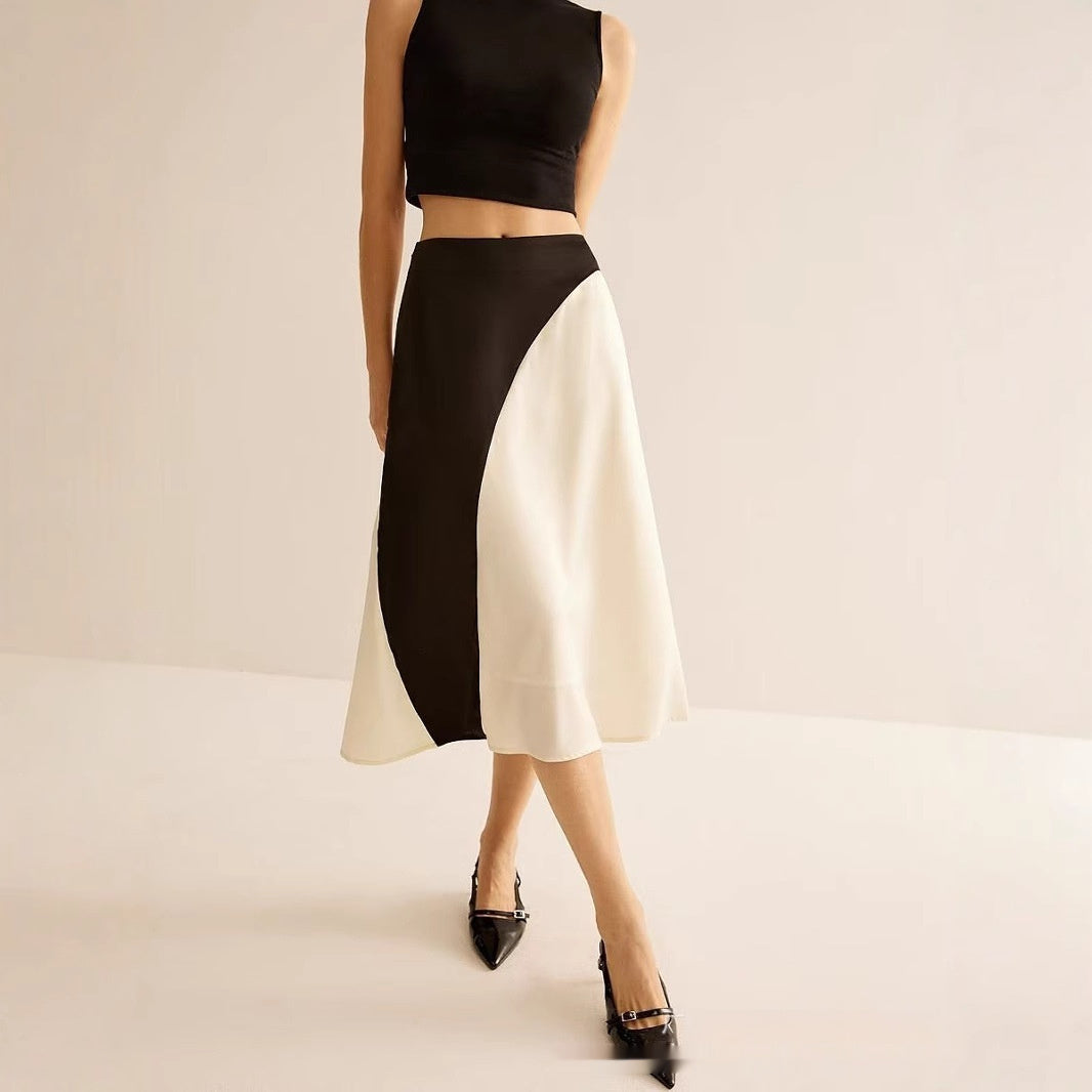 Color Contrast Patchwork Leisure Women’s Skirt