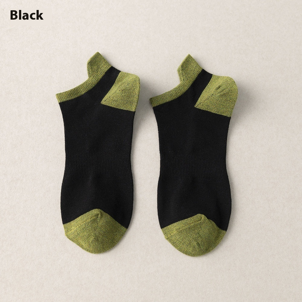 Combed Cotton Bottom Sweat-absorbing Deodorant Anti-ankle Socks Low-cut Men’s Retro Waist - Black / Free Size