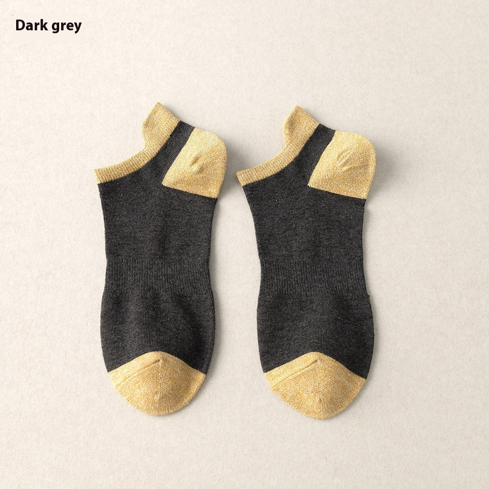 Combed Cotton Bottom Sweat-absorbing Deodorant Anti-ankle Socks Low-cut Men’s Retro Waist - Dark Gray / Free Size