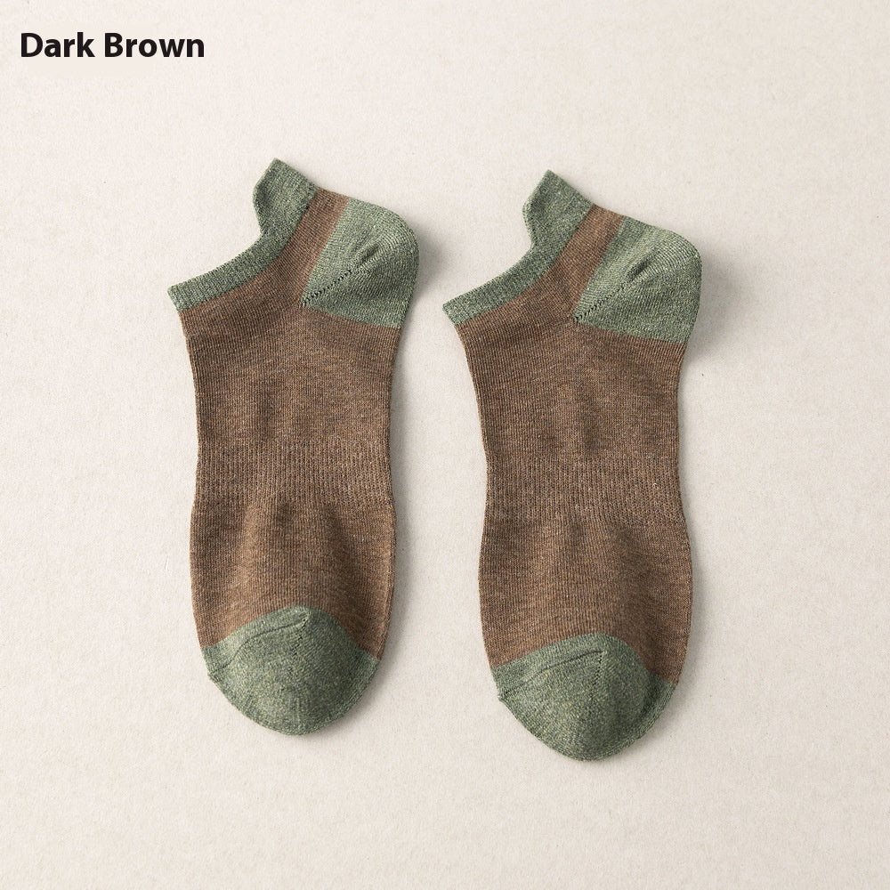 Combed Cotton Bottom Sweat-absorbing Deodorant Anti-ankle Socks Low-cut Men’s Retro Waist - Deep Coffee / Free Size