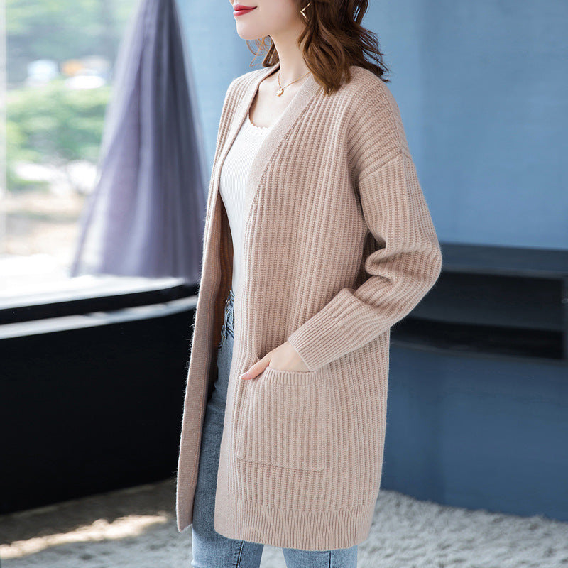 Loose Knitted Shawl Versatile Sweater Coat Women’s - Camel / M