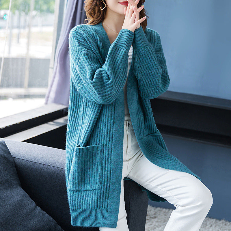 Loose Knitted Shawl Versatile Sweater Coat Women’s - Hole Blue / M